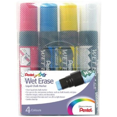 Pentel Model SMW56/4-BCGW - Chalk Markers - Assorted Colors - Jumbo Tip - Pack of 4 Pentel Model SMW56/4-BCGW - Chalk Markers - Assorted Colors - Jumbo Tip - Pack of 4
