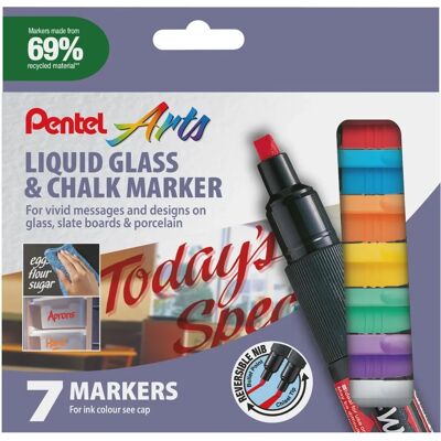 Pentel SMW26/7 Wet Erase Chalk Marker Medium Tip - Assorted Colours - Chalk Markers Pentel SMW26/7 Wet Erase Chalk Marker Medium Tip - Assorted Colours - Chalk Markers