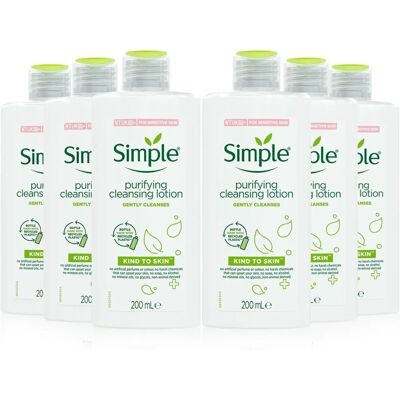 Simple Brand Model - Purifying Cleansing Lotion - Sensitive Skin - 6x200ml Simple Brand Model - Purifying Cleansing Lotion - Sensitive Skin - 6x200ml