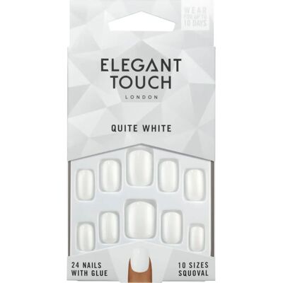 Unhas coloridas polidas da Elegant Touch com Cola Squoval - Quite White - Unhas Unhas coloridas polidas da Elegant Touch com Cola Squoval - Quite White - Unhas
