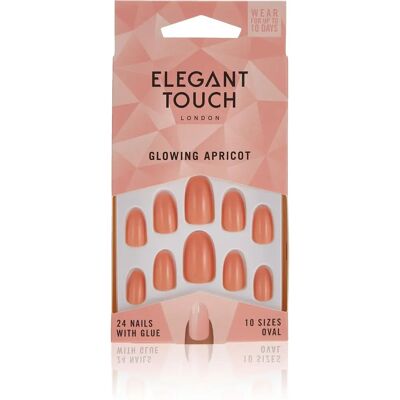 Unghie Colorate Lucidate Elegant Touch Con Colla Ovale - Albicocca Luminoso - Unghie Finte Unghie Colorate Lucidate Elegant Touch Con Colla Ovale - Albicocca Luminoso - Unghie Finte