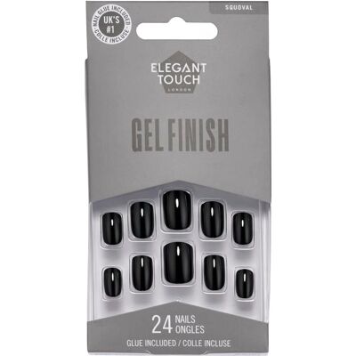 Unhas Unissex Midnight Black da Elegant Touch - Squoval, 24 pcs Unhas Unissex Midnight Black da Elegant Touch - Squoval, 24 pcs