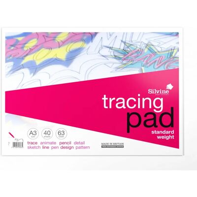 Silvine A3 Tracing Pad - 40 Sheets Lightweight Paper Silvine A3 Tracing Pad - 40 Sheets Lightweight Paper