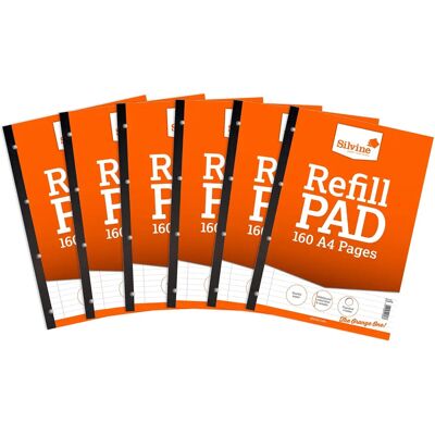 Silvine Refill Pad - 160 Pages - Feint Ruled - Sidebound - A4 - Pack of 6 Silvine Refill Pad - 160 Pages - Feint Ruled - Sidebound - A4 - Pack of 6