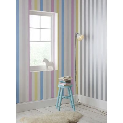 Superfresco Easy Raya Metálica Plateada/Blanca - Papel Pintado Superfresco Easy Raya Metálica Plateada/Blanca - Papel Pintado