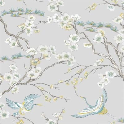 Graham Brown Sublime Japan Cranes Wallpaper Grey Blue - Wallpaper Graham Brown Sublime Japan Cranes Wallpaper Grey Blue - Wallpaper