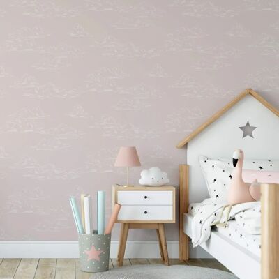 ART FOR THE HOME Vintage Wolken Tapete - Rosa - Wandgestaltung ART FOR THE HOME Vintage Wolken Tapete - Rosa - Wandgestaltung