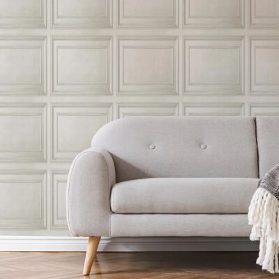 Fresco Wood Panel Wallpaper - Neutral - 10m x 52cm - Wallpaper Fresco Wood Panel Wallpaper - Neutral - 10m x 52cm - Wallpaper