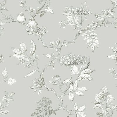 Laura Ashley Elderwood Tapete - Modern Blumenmuster - Grau Laura Ashley Elderwood Tapete - Modern Blumenmuster - Grau