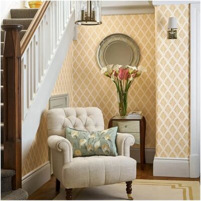 Laura Ashley Florin Gold Wallpaper - Art Deco Vlies 10m Laura Ashley Florin Gold Wallpaper - Art Deco Vlies 10m