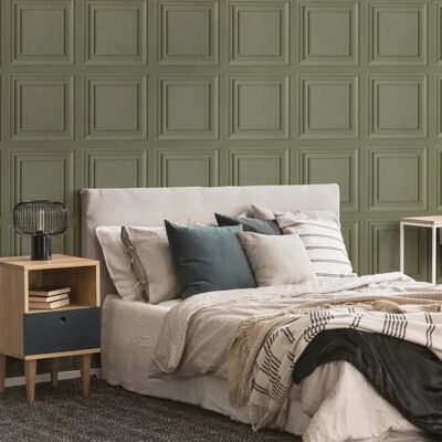 Fresco Wood Panel Wallpaper Sage Green - Wallcovering Fresco Wood Panel Wallpaper Sage Green - Wallcovering