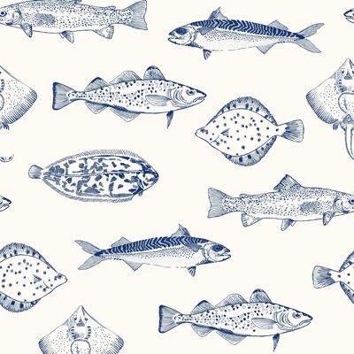 JOULES Blue Animal Print Wallpaper - Wallcovering JOULES Blue Animal Print Wallpaper - Wallcovering