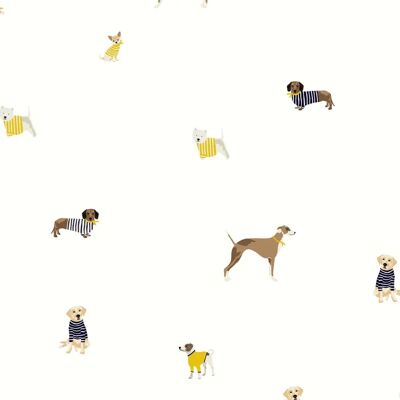 Joules Harbour Dogs Crème Vliestapete - Tiermuster, 0,52m x 10m Joules Harbour Dogs Crème Vliestapete - Tiermuster, 0,52m x 10m