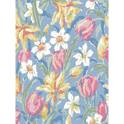 Laura Ashley Tulips China Blue Tapete - Wandbelag Laura Ashley Tulips China Blue Tapete - Wandbelag