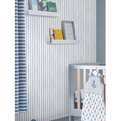 Laura Ashley Painterly Stripe Tapete - Blau - Wandbelag Laura Ashley Painterly Stripe Tapete - Blau - Wandbelag