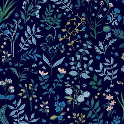 Joules Blau Floral Tapete - Modernes Britisches Land - 10m x 52cm Joules Blau Floral Tapete - Modernes Britisches Land - 10m x 52cm