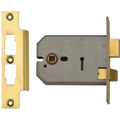 Union 2077 Horizontal 3 Lever Door Sashlock - 127mm Polished Brass - Door Sashlock Union 2077 Horizontal 3 Lever Door Sashlock - 127mm Polished Brass - Door Sashlock