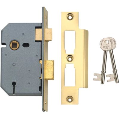 Union 2277 3 Lever Mortice Sashlock - Polished Brass - Door Lock Union 2277 3 Lever Mortice Sashlock - Polished Brass - Door Lock