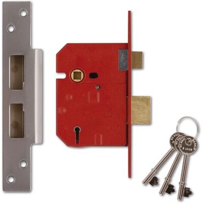 Union UNNY2234EC25 5 Lever BS Mortice Sash Lock - Satin Chrome - 67mm Union UNNY2234EC25 5 Lever BS Mortice Sash Lock - Satin Chrome - 67mm