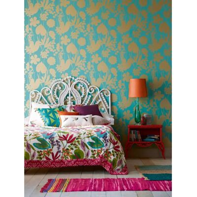 Harlequin Nalina Tapete - Pfirsich - Blumen-Silhouette & Glitzernde Tinten - Elegante Wanddekoration Harlequin Nalina Tapete - Pfirsich - Blumen-Silhouette & Glitzernde Tinten - Elegante Wanddekoration