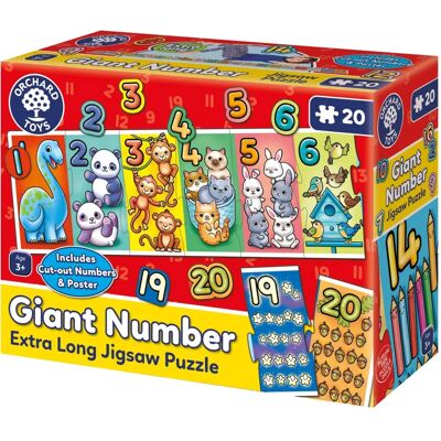 Orchard Toys Riesiges Zahlenpuzzle - Puzzle - 20 Teile - Über 1,7m lang - Hilft Kindern, Zahlen 1-20 zu lernen Orchard Toys Riesiges Zahlenpuzzle - Puzzle - 20 Teile - Über 1,7m lang - Hilft Kindern, Zahlen 1-20 zu lernen