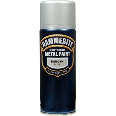 Hammerite - Metal Paint 400ml Aerosol - Glattes Silber - Paint Hammerite - Metal Paint 400ml Aerosol - Glattes Silber - Paint