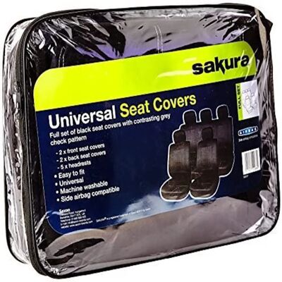 Potahy sedadel Sakura s opěrkou hlavy - Univerzální velikost pro Ford - Černá/Bílá Potahy sedadel Sakura s opěrkou hlavy - Univerzální velikost pro Ford - Černá/Bílá