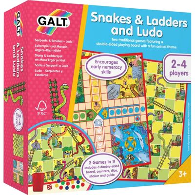 Galt Toys A0528E Double-sided Board Game - Snakes & Ladders, Ludo Galt Toys A0528E Double-sided Board Game - Snakes & Ladders, Ludo