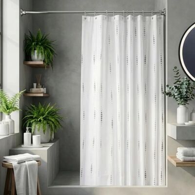 Croydex - AF671040H - White and Silver - Shower Curtain Croydex - AF671040H - White and Silver - Shower Curtain