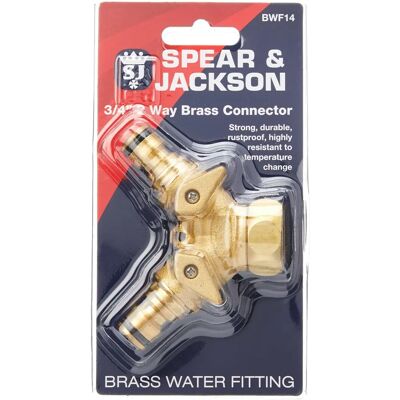 Spear & Jackson 3/4-pollice connettore di rubinetto in ottone a 2 vie Spear & Jackson 3/4-pollice connettore di rubinetto in ottone a 2 vie