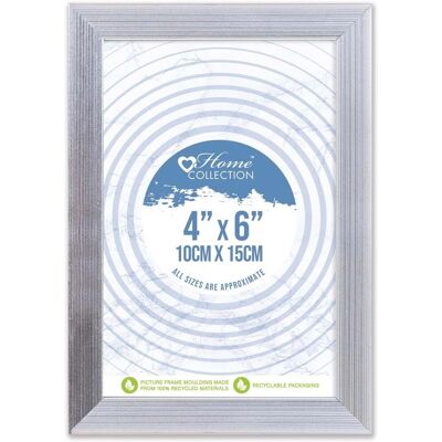 Home Collection Silver Ribbed Photo Frame - 4x6 - Wallmount Home Collection Silver Ribbed Photo Frame - 4x6 - Wallmount