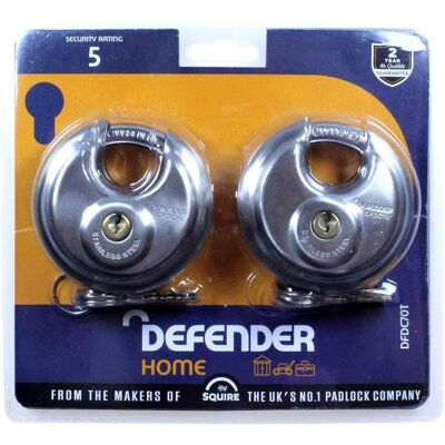 Defender DFDC70T Twin Pack 70mm Discus Padlock - Padlock Defender DFDC70T Twin Pack 70mm Discus Padlock - Padlock