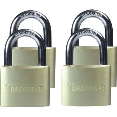 Defender DFAL4Q Aluminium Padlock Quad Pack 40mm - Padlock Defender DFAL4Q Aluminium Padlock Quad Pack 40mm - Padlock