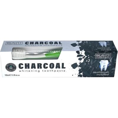 Beauty Formulas Charcoal Toothpaste & Toothbrush - Whitening, Fresh Breath Beauty Formulas Charcoal Toothpaste & Toothbrush - Whitening, Fresh Breath
