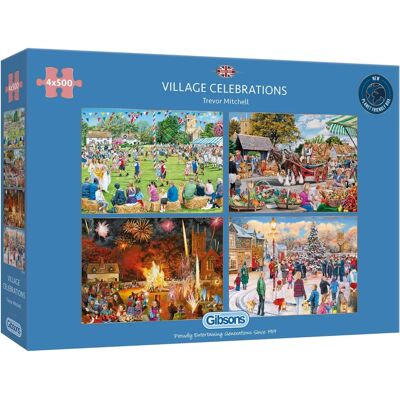 Gibsons Village Celebrations 4x500 Puzzel - Puzzel Type Gibsons Village Celebrations 4x500 Puzzel - Puzzel Type