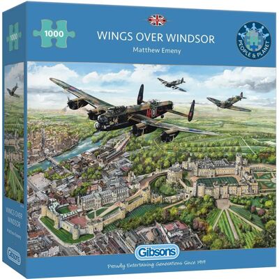 Gibsons Wings Over Windsor 1000-Piece Jigsaw Puzzle - Windsor Castle & Aircraft Gibsons Wings Over Windsor 1000-Piece Jigsaw Puzzle - Windsor Castle & Aircraft