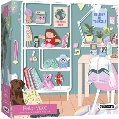 Gibsons Retro Vibes Weißes Logo Puzzle - 1000 Teile Gibsons Retro Vibes Weißes Logo Puzzle - 1000 Teile
