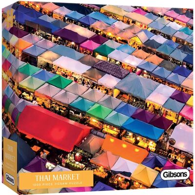 Gibsons Logo Blanc Marché Thaï Puzzle 1000 Pièces - Publicité Gibsons Logo Blanc Marché Thaï Puzzle 1000 Pièces - Publicité