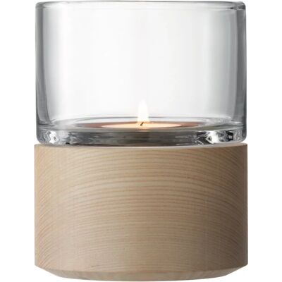 Lámpara de vidrio y base de madera de fresno LSA International Lotta - Soporte para vela Lámpara de vidrio y base de madera de fresno LSA International Lotta - Soporte para vela