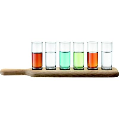 LSA International Eiketre Paddle Board og 6 Vodkaglass - Shot Glass Set LSA International Eiketre Paddle Board og 6 Vodkaglass - Shot Glass Set