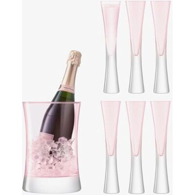 Set di Servizio Champagne Moya Rosa di LSA International - 6 Flute e Secchiello Set di Servizio Champagne Moya Rosa di LSA International - 6 Flute e Secchiello