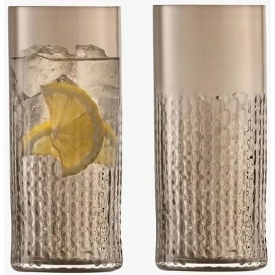 LSA International Vaso Highball de Ratán - Juego de 2 - Taupe - Cristalería LSA International Vaso Highball de Ratán - Juego de 2 - Taupe - Cristalería