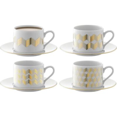 LSA International - Chevron - Porcelana - Juego de Tazas y Platillos de Té LSA International - Chevron - Porcelana - Juego de Tazas y Platillos de Té
