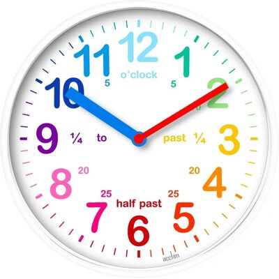 Acctim Wickford Kids Wall Clock White - Teaching Time Clock Acctim Wickford Kids Wall Clock White - Teaching Time Clock