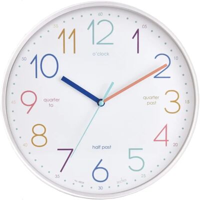 Reloj de Pared Educativo Acctim Afia - 30cm, Blanco/Multicolor Reloj de Pared Educativo Acctim Afia - 30cm, Blanco/Multicolor