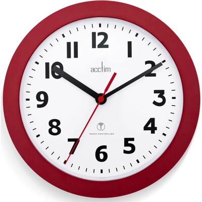 Acctim Parona Red Radio Controlled Wall Clock - 23cm Diameter Acctim Parona Red Radio Controlled Wall Clock - 23cm Diameter