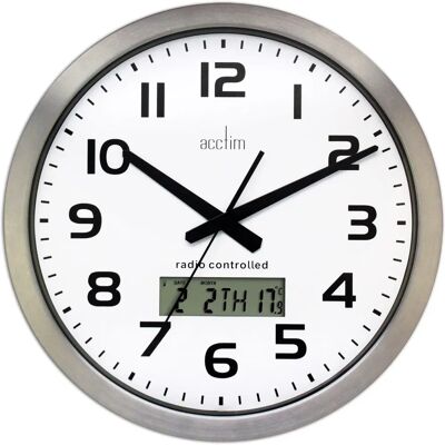 Acctim Meridian Radio Controlled Silver Wall Clock - 38cm Acctim Meridian Radio Controlled Silver Wall Clock - 38cm
