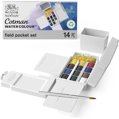 Winsor & Newton Cotman Aquarell-Set, Feldbox, 12 Halbpans Winsor & Newton Cotman Aquarell-Set, Feldbox, 12 Halbpans