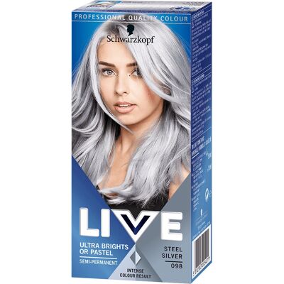 Schwarzkopf Brand Steel Silver Hair Colour - Semi-Permanent - 098 Schwarzkopf Brand Steel Silver Hair Colour - Semi-Permanent - 098