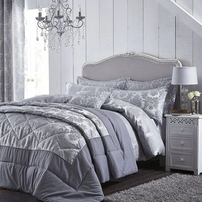 Catherine Lansfield Damask Jacquard Silver Bedspread - Bedspread Catherine Lansfield Damask Jacquard Silver Bedspread - Bedspread